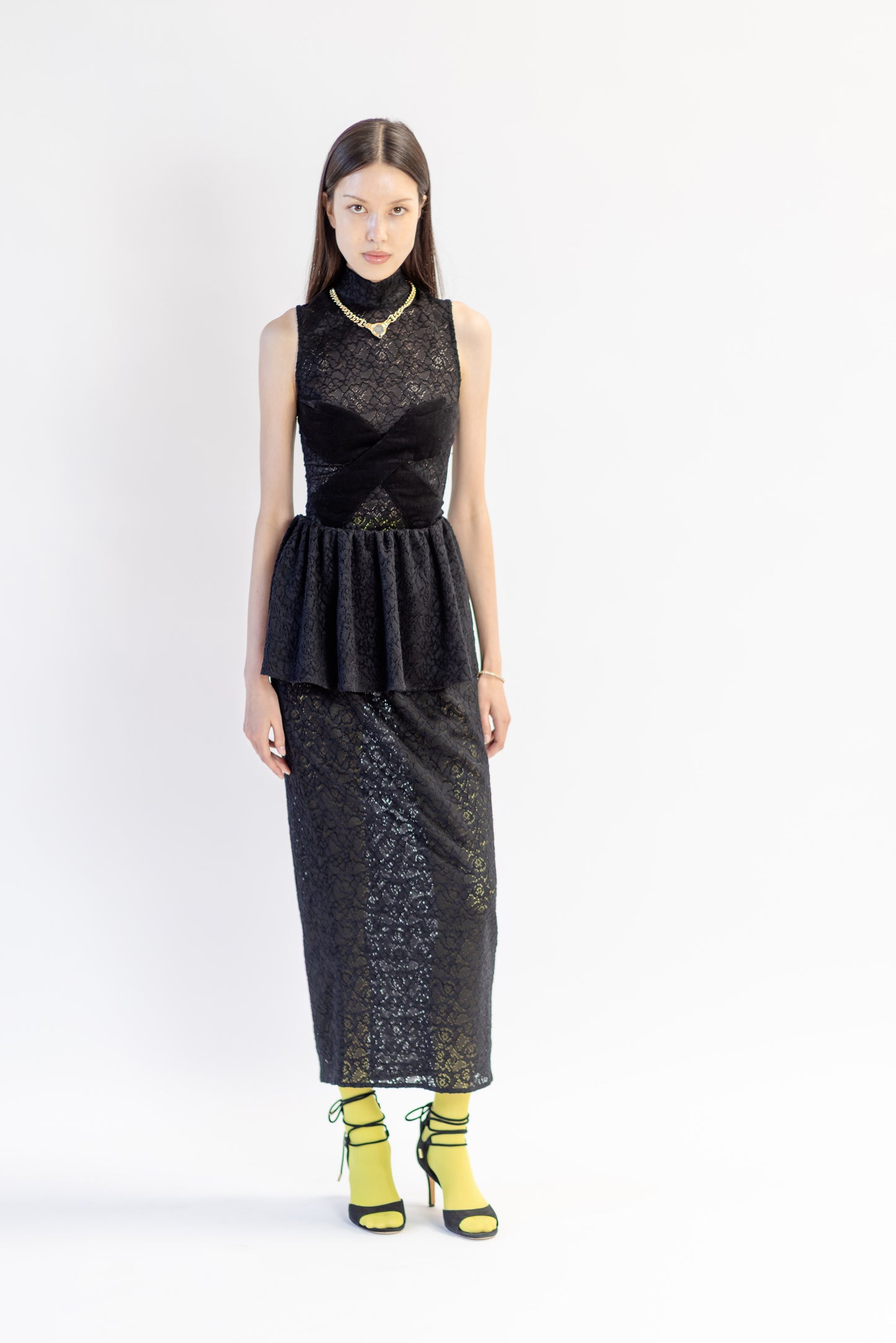 Stretch Lace Peplum Skirt