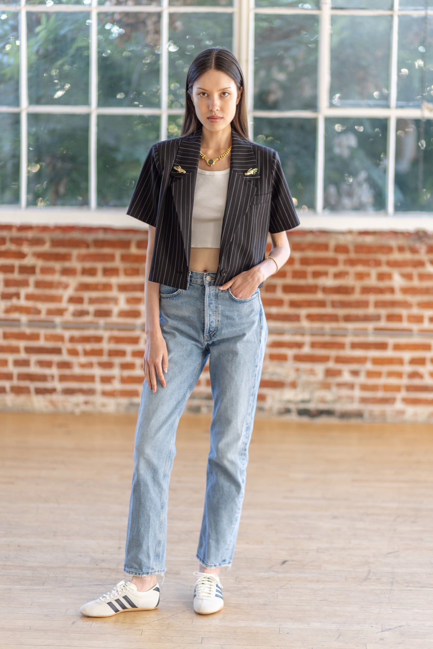 Cropped Short Sleeve Blazer