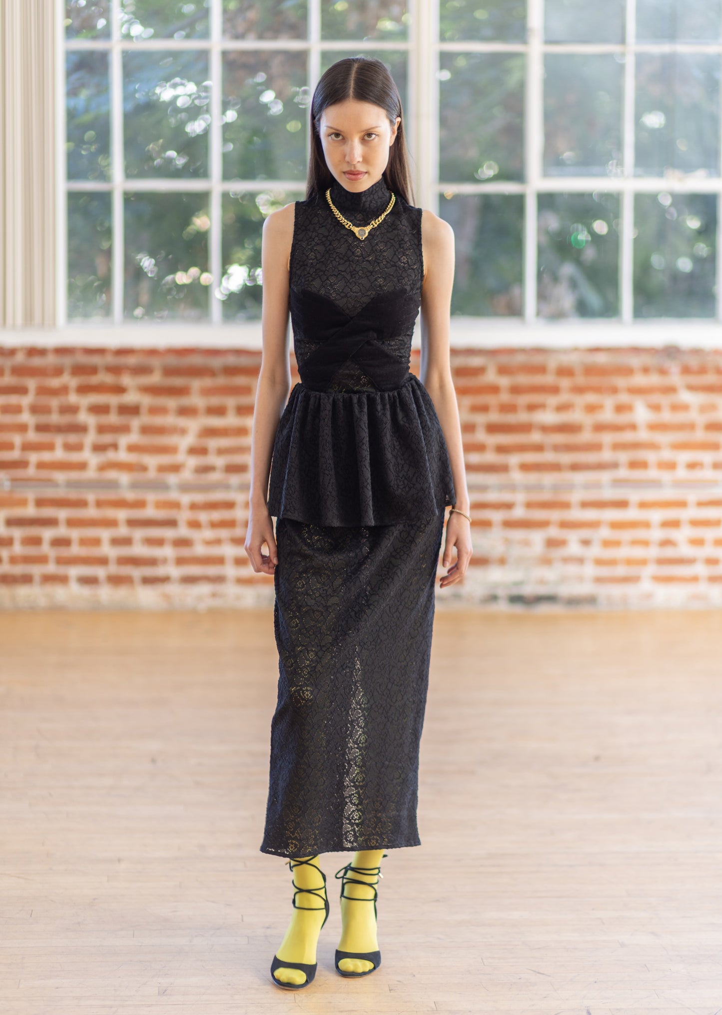 Stretch Lace Peplum Skirt