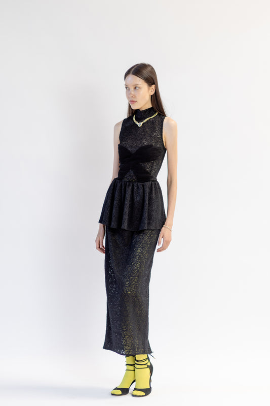 Stretch Lace Peplum Skirt