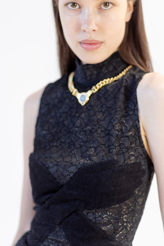 Stretch Lace Quilted Hands Top