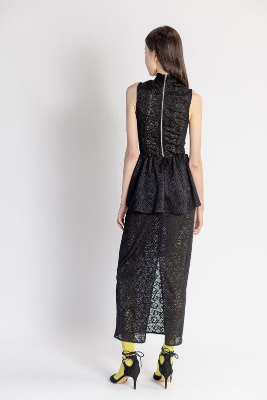 Stretch Lace Peplum Skirt
