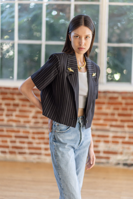Cropped Short Sleeve Blazer